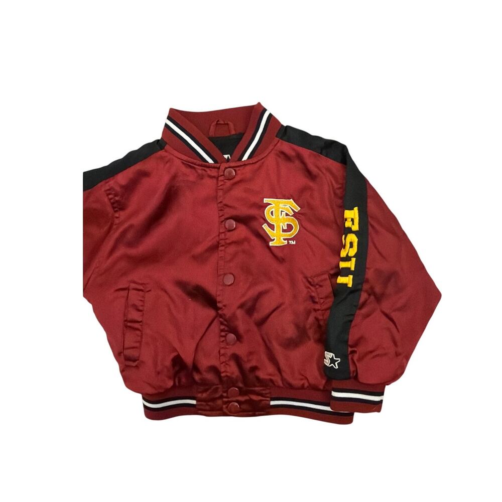 Vintage Starter Jacket Retro Red Snap Florida State FSU Letterman Bomber Size 4